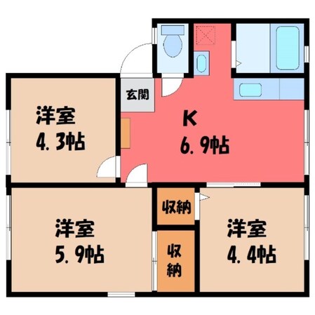 峰駅 徒歩16分 1階の物件間取画像